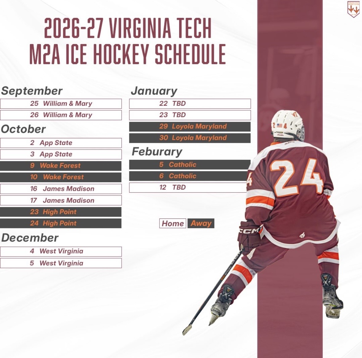 Virginia Tech Hockey 2026 / 27 schedule