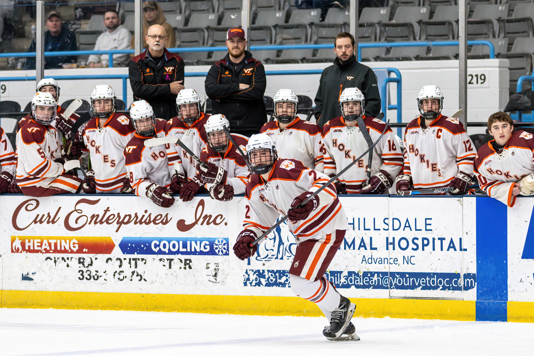 Dave Standley on the Virginia Tech hockey bench