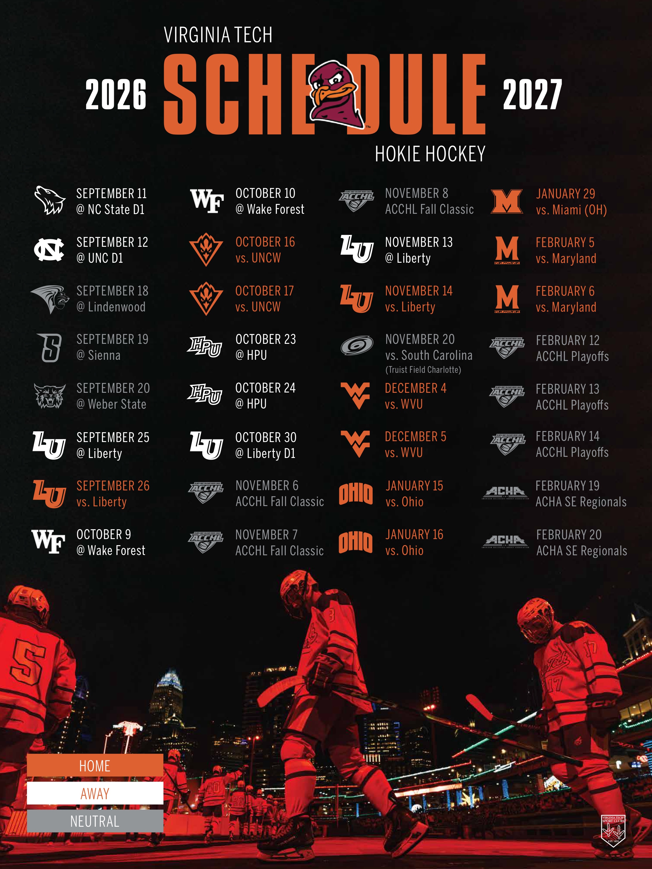 Virginia Tech Hockey 2026 / 27 schedule